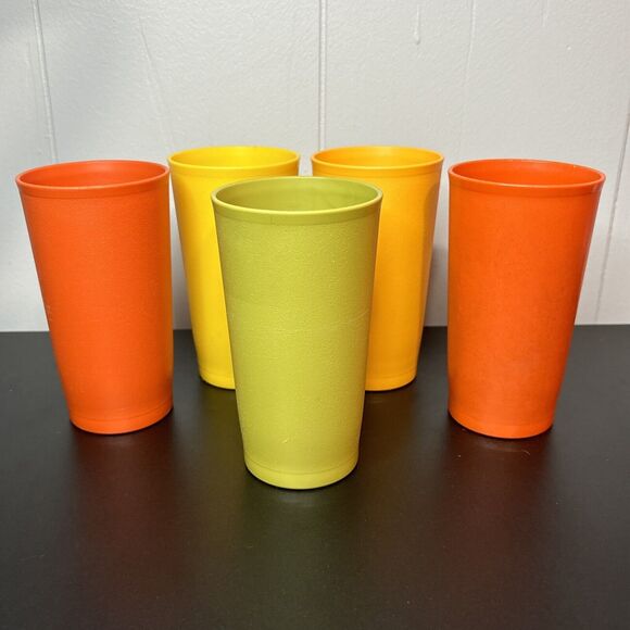 Tupperware Other - Vintage Tupperware Tumblers Cups 873 - 12 oz. Harvest Colors Set of 5 Stackable